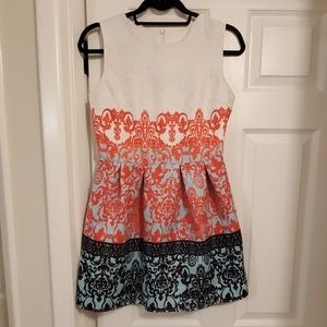 White coral turquoise navy summer dress